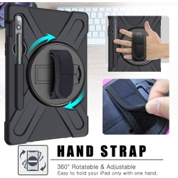 Funda Anticaída para Samsung Galaxy Tab S7 11" (SM-T870/SM-T875),  con Soporte Rotación, Correa de Mano/Hombro, Funda Antichoque