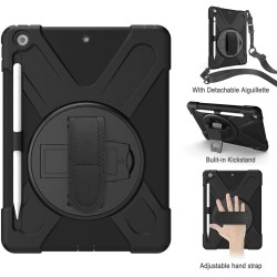 Funda Anticaída Nuevo iPad 10.2" (iPad 7ª Generación),  Soporte Rotación, Correa de Mano/Hombro Color  Negro