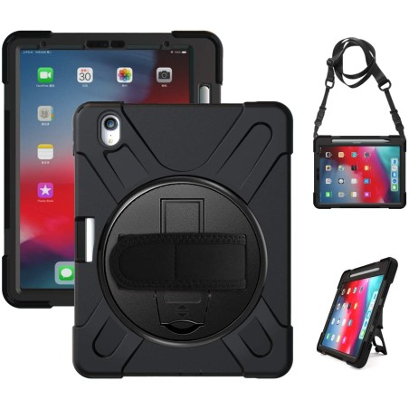 Funda Anticaída Nuevo iPad 10.2" (iPad 7ª Generación),  Soporte Rotación, Correa de Mano/Hombro Color  Negro