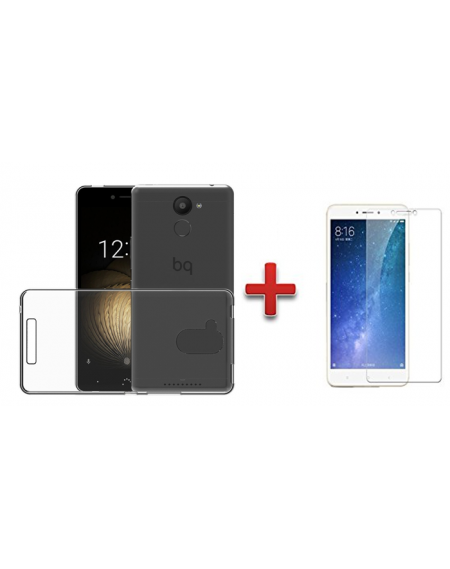Funda smartphone Bq Aquaris V Plus Gel Transparente - Carcasa Ultra Fina Silicona TPU + protector cristal templado