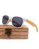 Gafas De Sol De Madera Unisex con Diseño Original. Montura en Blanco. Incluye Funda rígida.