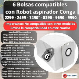 Roboparts® 6 Bolsas de Recambio Conga 2299-2499-7490-8290-9590-9990