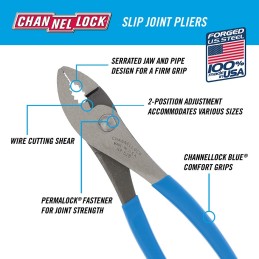 Channellock CHA528 8 pulgadas. Alicates de junta deslizante con el cortador