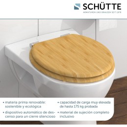 Schütte 81101-A - Asiento de inodoro con tapa de madera maciza de bambú (150 kg)