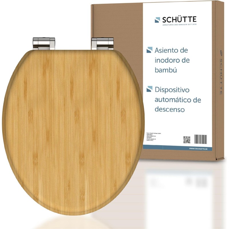 Schütte 81101-A - Asiento de inodoro con tapa de madera maciza de bambú (150 kg)