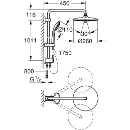 GROHE Vitalio Joy System 260 Quickfix - Sistema de ducha, cromo, ref. 27357002