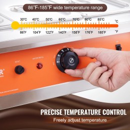 VEVOR Temperador de Chocolate Comercial 1500 W Baño María Eléctrico 3 x 3,3 L Fundidor de Chocolate