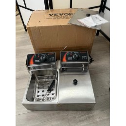 VEVOR Freidora Eléctrica Comercial 2 Tanques 12 L