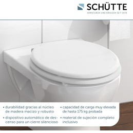 SCHÜTTE - Asiento de inodoro de madera con dispositivo de descenso automático