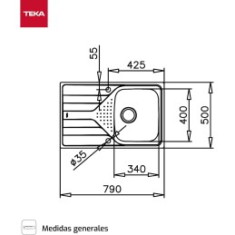 Teka Universe 45cm T-XP 1C 1E Fregadero Encastrado