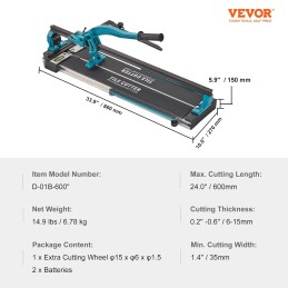 Vevor Cortadora Manual de Azulejos 35-600 mm