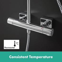 hansgrohe Vernis Shape - sistema de ducha ahorro de agua (EcoSmart) con termostato