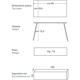 Castelmerlino Mesa plegable Camper alerce 100x60 cm con bolsa de nylon