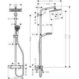 hansgrohe Crometta E - sistema de ducha ahorro de agua (EcoSmart) con termostato, ducha lluvia