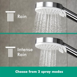 hansgrohe Crometta E - sistema de ducha ahorro de agua (EcoSmart) con termostato, ducha lluvia