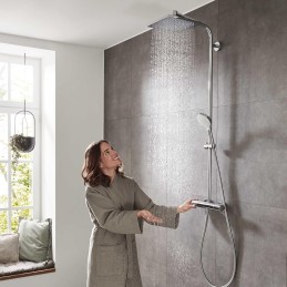 hansgrohe Crometta E - sistema de ducha ahorro de agua (EcoSmart) con termostato, ducha lluvia