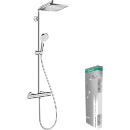 hansgrohe Crometta E - sistema de ducha ahorro de agua (EcoSmart) con termostato, ducha lluvia