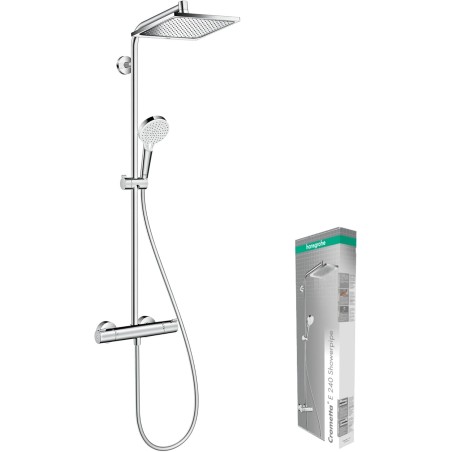 hansgrohe Crometta E - sistema de ducha ahorro de agua (EcoSmart) con termostato, ducha lluvia