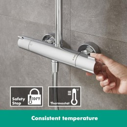 hansgrohe Crometta E - sistema de ducha ahorro de agua (EcoSmart) con termostato, ducha lluvia