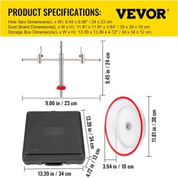 Kit de Cortador de Sierra Perforadora Agujeros Redondos Diámetro Ajustable 40-200 mm