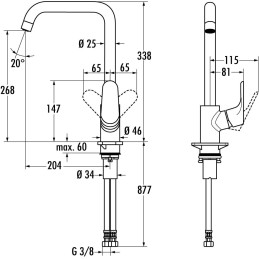 Hansgrohe 31820800 Focus grifo de cocina con caño giratorio 110º, 150º y 360º, acero inoxidable