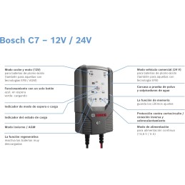 Cargador automático de batería Bosch Automotive C7 para 12-24 V / 7 A